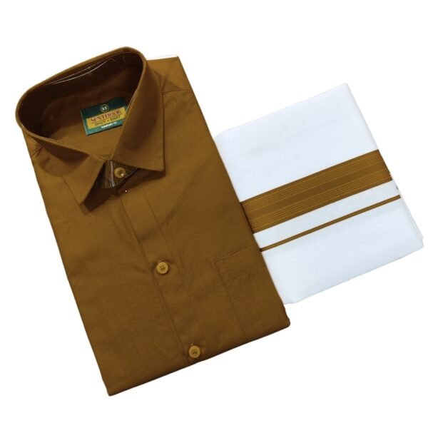 Brown Cotton Dhoti and Shirt Set – Perfect for Traditional Gatherings - MCHB036.