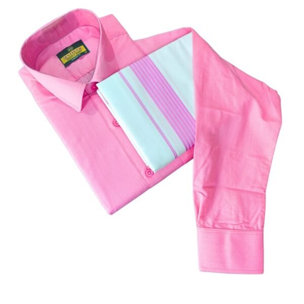 Baby Pink Cotton Dhoti with Shirt – Bold and Refined - MCFBP036.