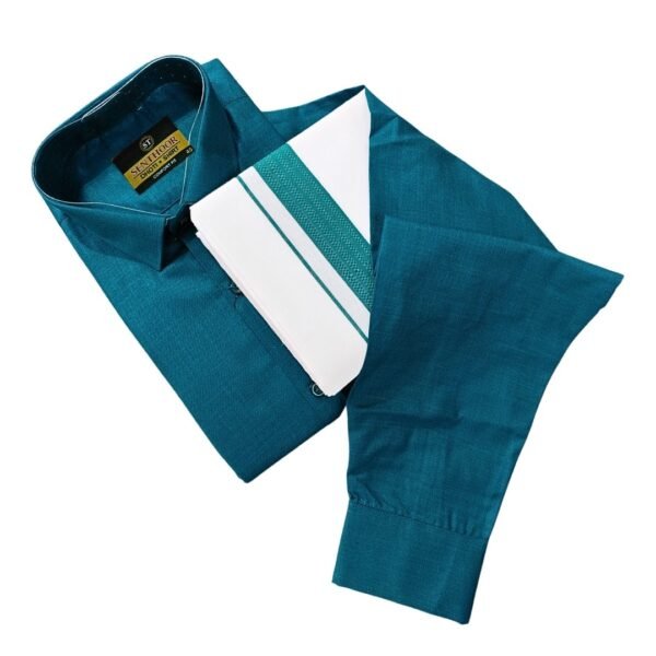 Denim Blue Cotton Dhoti with Shirt – Rich Heritage Style - MCFDB038.
