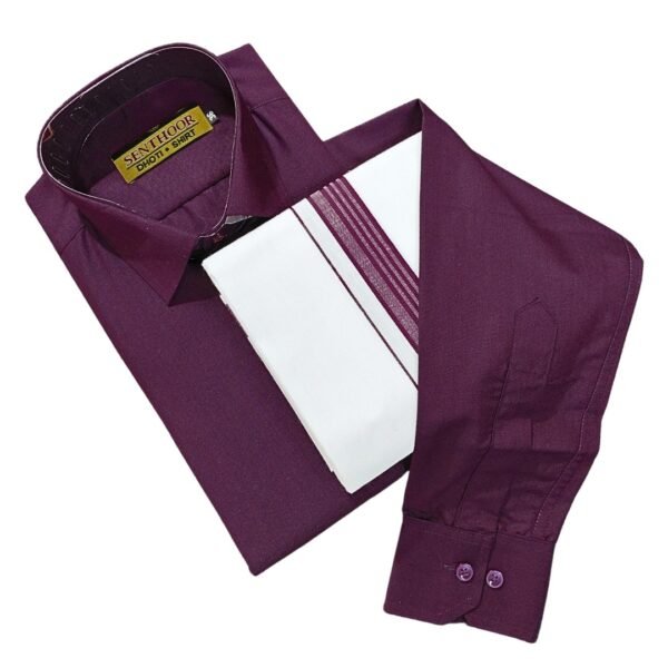 Dark Purple Cotton Dhoti and Shirt – Stylish Look for Grand Events - MCFDP036.