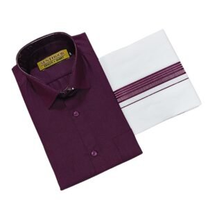 Dark Purple Cotton Dhoti and Shirt – Stylish Look for Grand Events - MCHDP036.