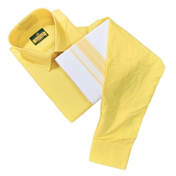 light yellow Cotton Dhoti with Shirt – Festive Flair - MCFLY036.