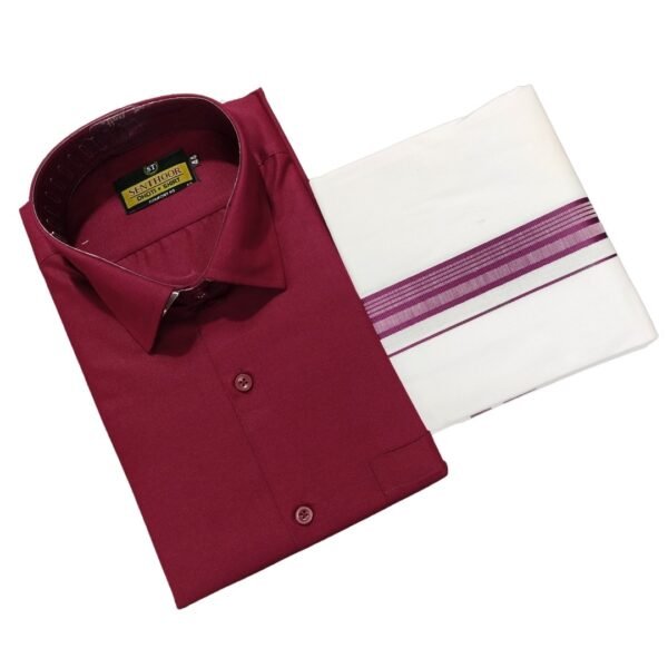 Maroon Cotton Dhoti and Shirt Set – Bold and Refined Festive Attire - MCHM036.