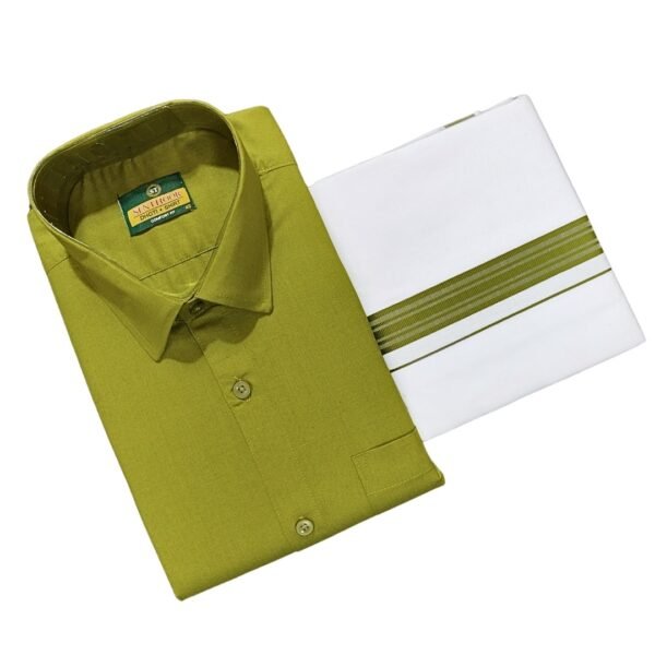 Olive green Cotton Dhoti with Shirt – Radiant Festive Wear - MCHOG046.