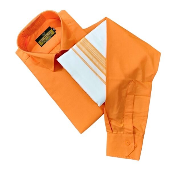 Orange Cotton Dhoti with Shirt – Earthy and Elegant Look - MCFO046 .