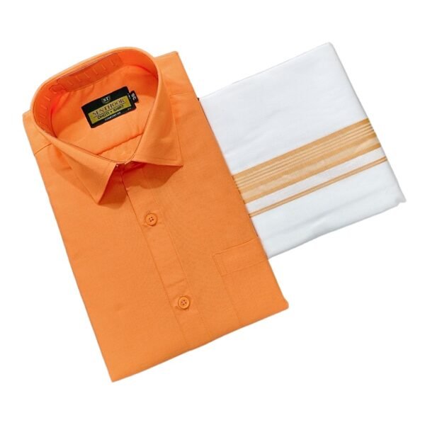 Orange Cotton Dhoti with Shirt – Earthy and Elegant Look - MCHO046 .