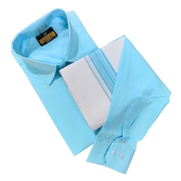 Cyan Blue Cotton Dhoti with Shirt – Subtle Grace - MCFSB036.