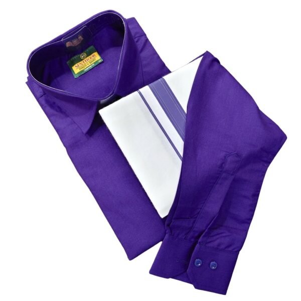 Violet Cotton Dhoti with Shirt – Luxurious Cultural Charm - MCFV046.