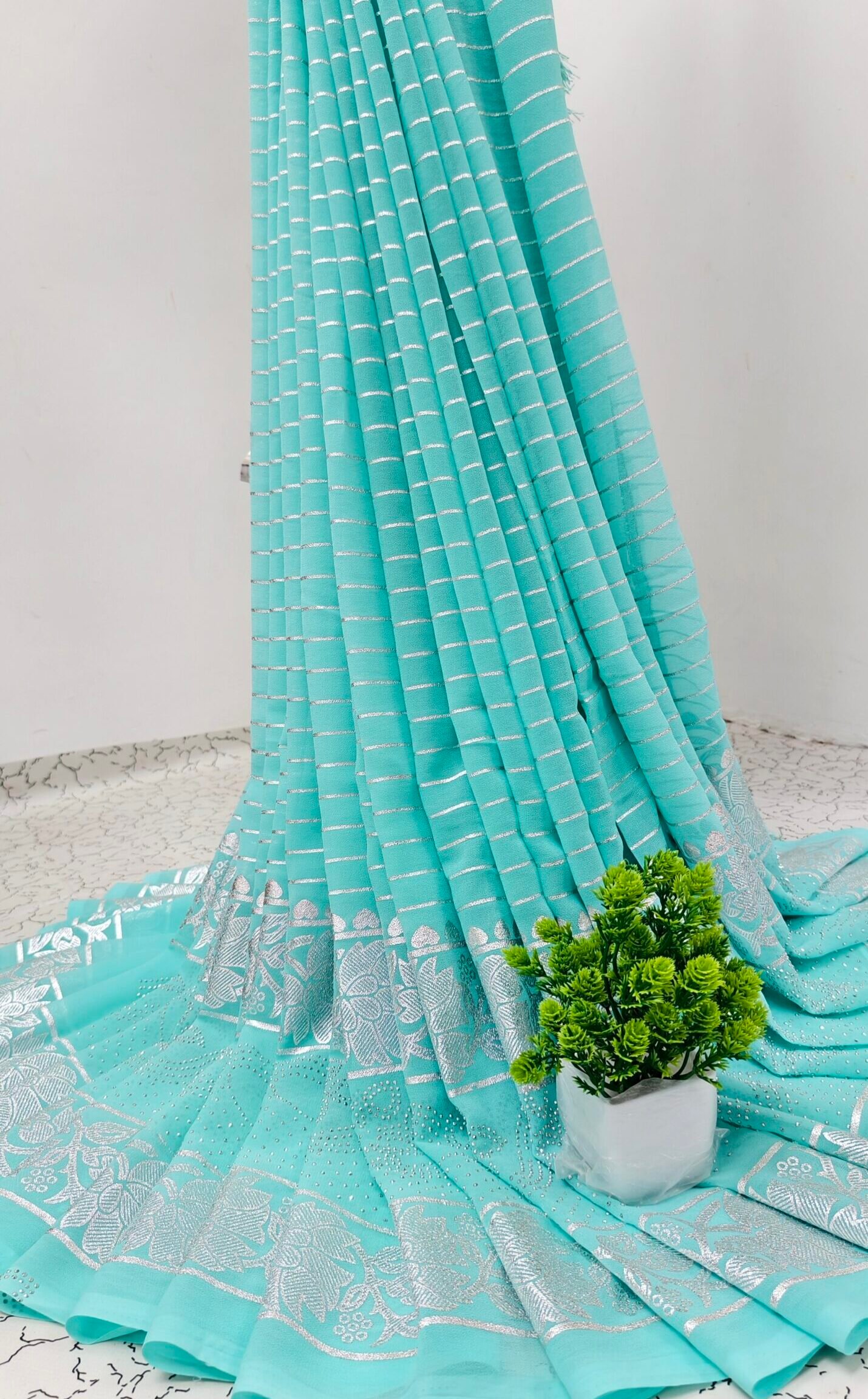 Soft Weave Saree Filled With Ocean Mist – SLSW-AQA-007