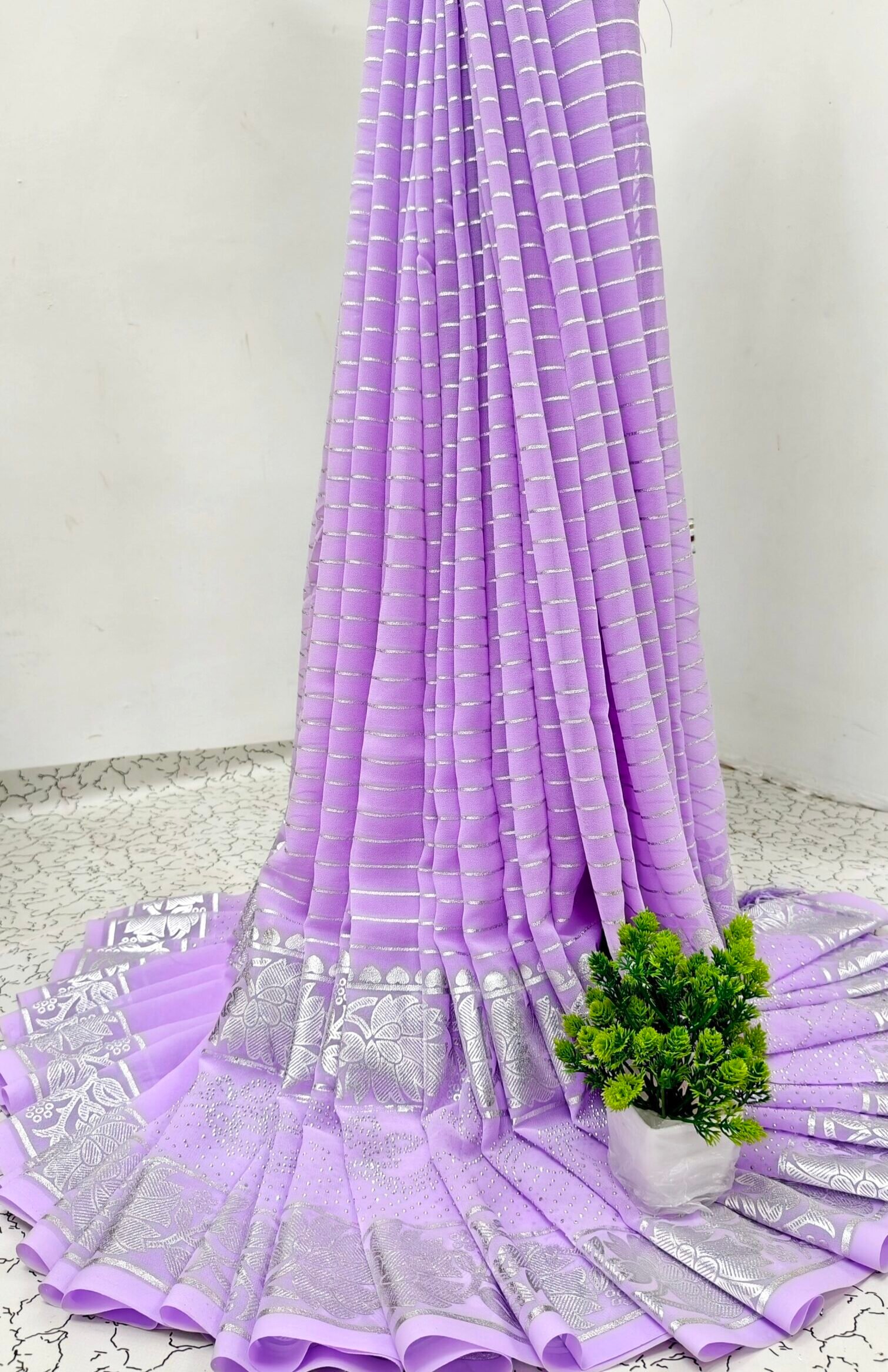 Soft Weave Saree Filled With Lavender Silver – SLSW-LVS-008