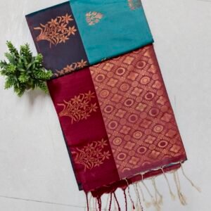 Teal Wine Soft Silk Saree