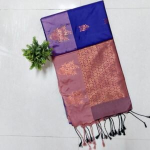 Senthoor Soft Silk Saree – Royal Blue & Dusty Rose with Rich Zari Design