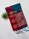 IMG_20260221_103332 Senthoor Softsilk Teal & Maroon Kanjivaram Silk Saree with Gold Zari Floral Weaving and Tassel Border