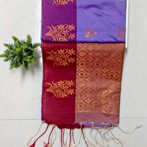 Senthoor Soft Silk Saree – Lavender & Deep Red with Rich Gold Zari Weaving