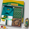 Photoroom-20251223_102600497 (16) Senthoor Teal Green Traditional Dhoti Shirt & Designer Saree Premium Gift Set