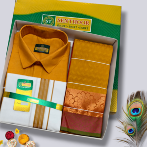 Mustard Dhoti set and Poonthamil saree combo