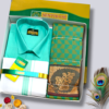 Photoroom-20251223_102600497 (8) Senthoor Premium Aqua Green & Gold Dhoti–Shirt–Saree Wedding Gift Set