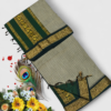 Photoroom-20260127_124943972 (11) Senthoor checked kalyani cotton Forest Green & Beige Kanjivaram Silk Saree with Gold Zari Border