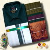 Photoroom-20260217_175642508 Senthoor Dark Green Traditional Dhoti Shirt & Copper Zari Designer Saree Premium Gift Set