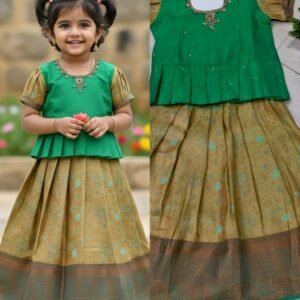 Green Gold Pattu Pavadai Set