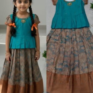 Teal Green Pattu Pavadai Set