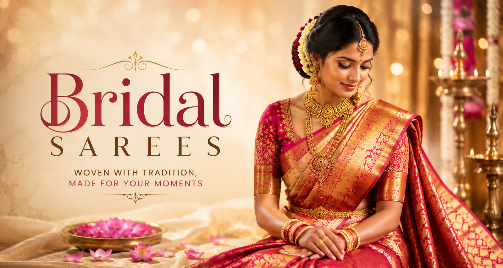 Bridal Saree Collection Banner – Elegant Traditional Silk Sarees for Wedding Shopping