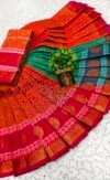 Orange & Green Traditional Zari Saree