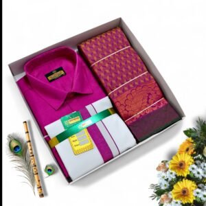 Poonthamil Combo – Rani Pink & Gold