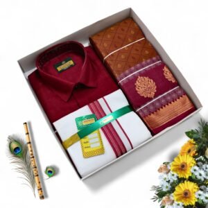 Poonthamil Combo – Maroon & Copper Gold