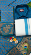 Poonthamil Combo – Deep Teal Blue & Copper Gold