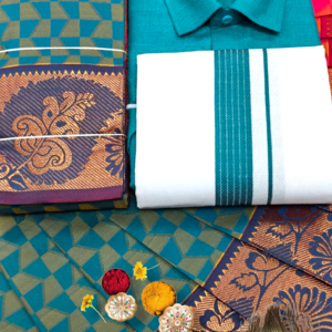 Poonthamil Combo – Teal Blue & Antique Copper