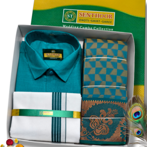 Poonthamil Combo – Turquoise Blue & Copper Gold