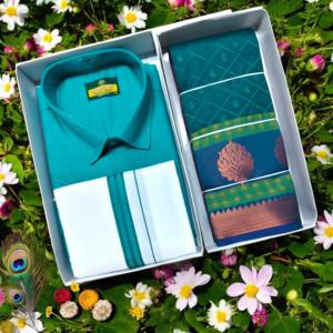 Poonthamil Combo – Aqua Blue & Teal Copper
