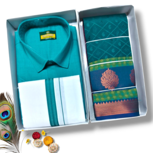 Poonthamil Combo – Aqua Blue & Green Copper