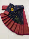 file_000000008228820881383e64674008ce Elegant Navy Blue & Magenta Pink Zari Woven Saree with Matching Blouse Piece