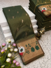 Olive Green Meena Work Soft Silk Saree