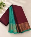IMG-20260913-WA0031 Wine Red & Sea Green Traditional Zari Saree