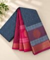 IMG-20260913-WA0038 Dual-Tone Steel Blue & Rani Pink Traditional Zari Saree