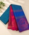 IMG-20260913-WA0042 Teal Blue & Pink Traditional Zari Saree