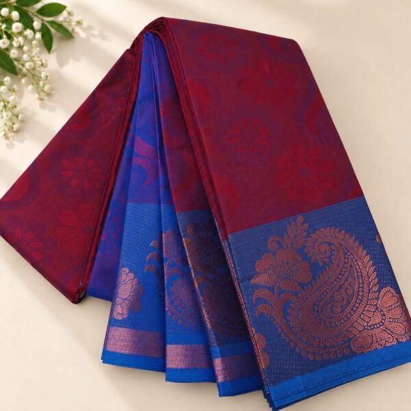 IMG-20260913-WA0045 Maroon & Royal Blue Traditional Zari Saree
