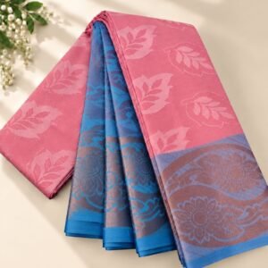 Pink & Blue Traditional Zari Saree