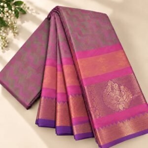Magenta Pink & Purple Traditional Zari Saree