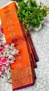 IMG_20250908_123633 Bright Orange Lotus Motif Putta Emboss Saree