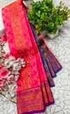Rani Pink Traditional Motif Putta Emboss Saree