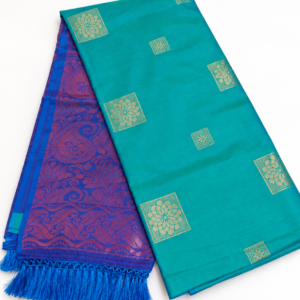 Kotanji Soft Silk Saree - Teal Green & Contrast Purple Pallu