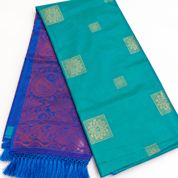 IMG_20260920_163219 Kotanji Soft Silk Saree - Teal Green & Contrast Purple Pallu