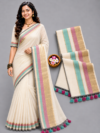 file_0000000002d08207890e0aab0823650d Elegant Off-White With Multi-Color Zari Border Mul Cotton Saree