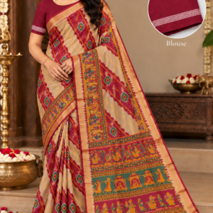 Traditional Maroon Bandhani Mul Cotton Saree