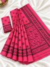 file_0000000007fc823082d642b8de870584 Rani Pink Warli Tribal Print Cotton Saree with Contrast Black Border