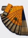file_000000000970820e937b7fe65e3e4b8c Mustard Orange with Navy Blue Gold Zari Border Kotta Cotton Saree